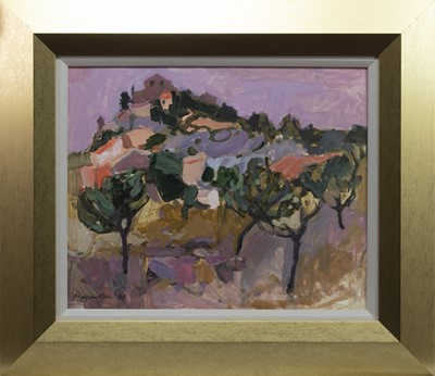Lot 227 - JOUCAS FROM THE SUNFLOWER FIELD, AN OIL BY SHEILA MACMILLAN