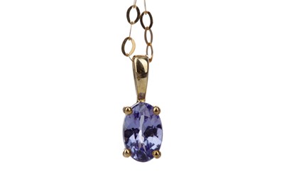 Lot 344 - A TANZANITE SOLITAIRE PENDANT