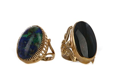 Lot 1345 - TWO HARDSTONE RINGS