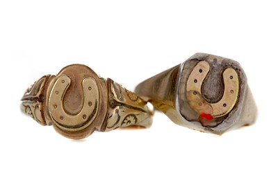 Lot 1476 - TWO HORSESHOE RINGS