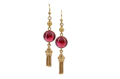 Lot 1482 - A PAIR OF VICTORIAN DROP EARRINGS