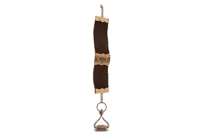 Lot 1513 - A MOURNING BRACELET AND FOB
