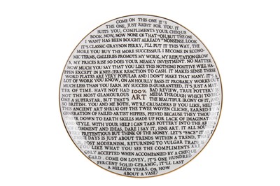 Lot 872 - A GRAYSON PERRY '100% ART' PORCELAIN CABINET PLATE