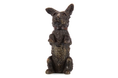 Lot 787 - A VICTORIAN PATINATED METAL TABLE LIGHTER