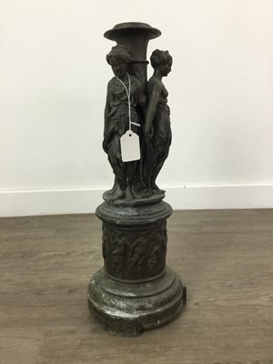 Lot 727 - A VICTORIAN SPELTER FIGURAL CANDLESTICK