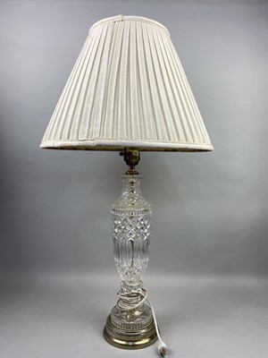 Lot 729 - A PAIR OF LEAD CRYSTAL TABLE LAMPS