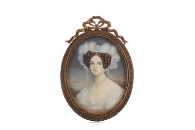 Lot 747 - A VICTORIAN PORTRAIT MINIATURE OF A LADY