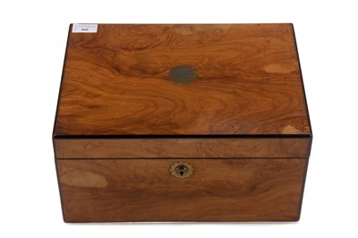 Lot 800 - A VICTORIAN WALNUT WRITING SLOPE