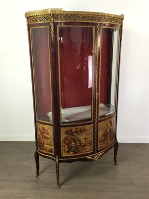 Lot 809 - A FRENCH MAHOGANY AND GILT METAL DEMI-LUNE VITRINE