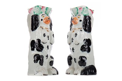 Lot 820 - A PAIR OF LATE 19TH CENTURY STAFFORDSHIRE BEGGING DOGS