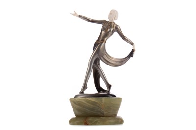 Lot 777 - A JOSEF LORENZL ART DECO COLD PAINTED BRONZE AND IVORY FIGURE OF A DANCER