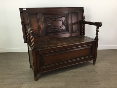 Lot 778 - AN OAK MONKS BENCH