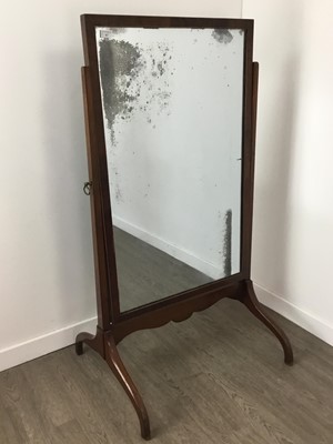 Lot 827 - AN EDWARDIANED MAHOGANY CHEVAL DRESSING MIRROR