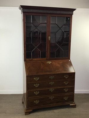 Lot 835 - A MAHOGANY BUREAU BOOKCASE