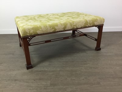 Lot 837 - A CHINESE CHIPPENDALE STYLE MAHOGANY FRAMED SALON STOOL