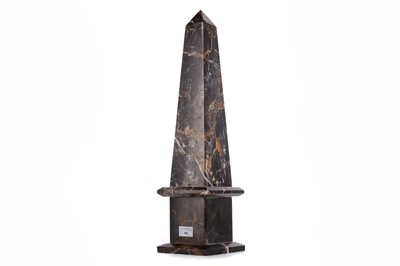 Lot 886 - A LARGE VEINED BLACK MARBLE OBELISK