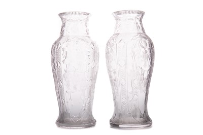 Lot 714 - A PAIR OF VICTORIAN CUT GLASS VASES