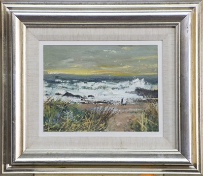 Lot 150 - A SHORELINE WALK, AN OIL BY DOUGLAS PHILLIPS