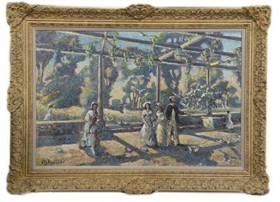 Lot 56 - DANS LE JARDIN, AN OIL BY MICHAEL D'AGUILAR