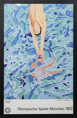 Lot 55 - OLYMPISCHE SPIELE MÜNCHEN, A LITHOGRAPH BY DAVID HOCKNEY