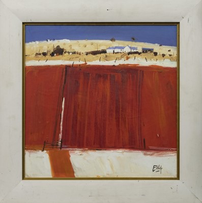 Lot 140 - ACROSS THE FIELDS, AYRSHIRE, AN OIL BY IAN ELLIOT