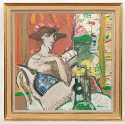 Lot 255 - THE GREEN-EYED MONSTER, A LARGE OIL BY JOE HARGAN