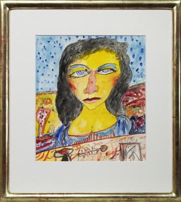 Lot 189 - THE ITALIAN LADY, A WATERCOLOUR BY JOHN BELLANY
