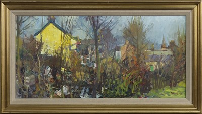 Lot 65 - THE YELLOW GABLE (KILBARCHAN), AN OIL BY WILLIAM BIRNIE
