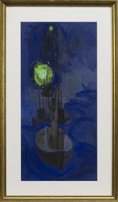 Lot 126 - NIGHT FISHING, A MIXED MEDIA BY IRENE HALLIDAY