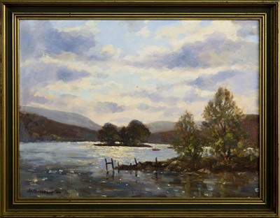 Lot 32 - HIGHLAND LOCH, AN OIL BY J D HENDERSON