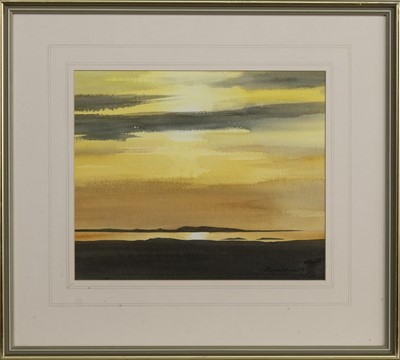 Lot 48 - SUNSET, NORTH UIST, A WATERCOLOUR BY JIM NICHOLSON
