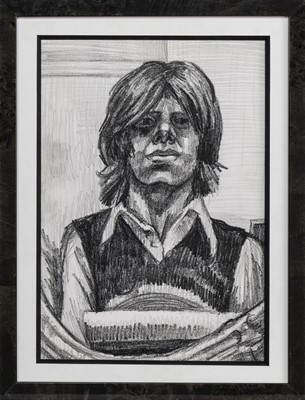 Lot 43 - SELF PORTRAIT, A CHARCOAL BY PETER HOWSON