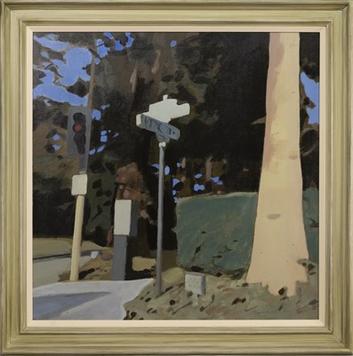 Lot 90 - L.A. STREET CORNER, 1971, AN EARLY OIL BY JOHN BYRNE