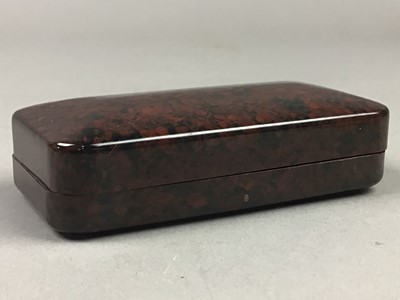 Lot 76 - A BLACK LACQUERED AND PAINTED BOX, CAMPAIGN MEDALS, VESTA CASE AND BADGES