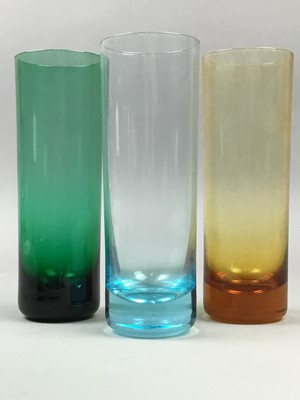 Lot 103 - A GREEN GLASS JUG AND OTHER STUDIO GLASS