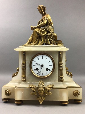 Lot 56 - A VICTORIAN ALABASTER AND GILT METAL CLOCK
