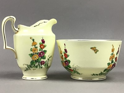 Lot 6 - A CROWN STAFFORDSHIRE HOLLYHOCK TEA SERVICE