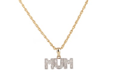 Lot 734 - DIAMOND 'MUM PENDANT' ALONG WITH A BRACELET