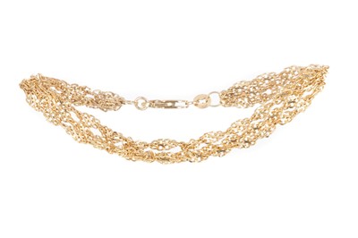 Lot 746 - GOLD THREE ROW BRACELET