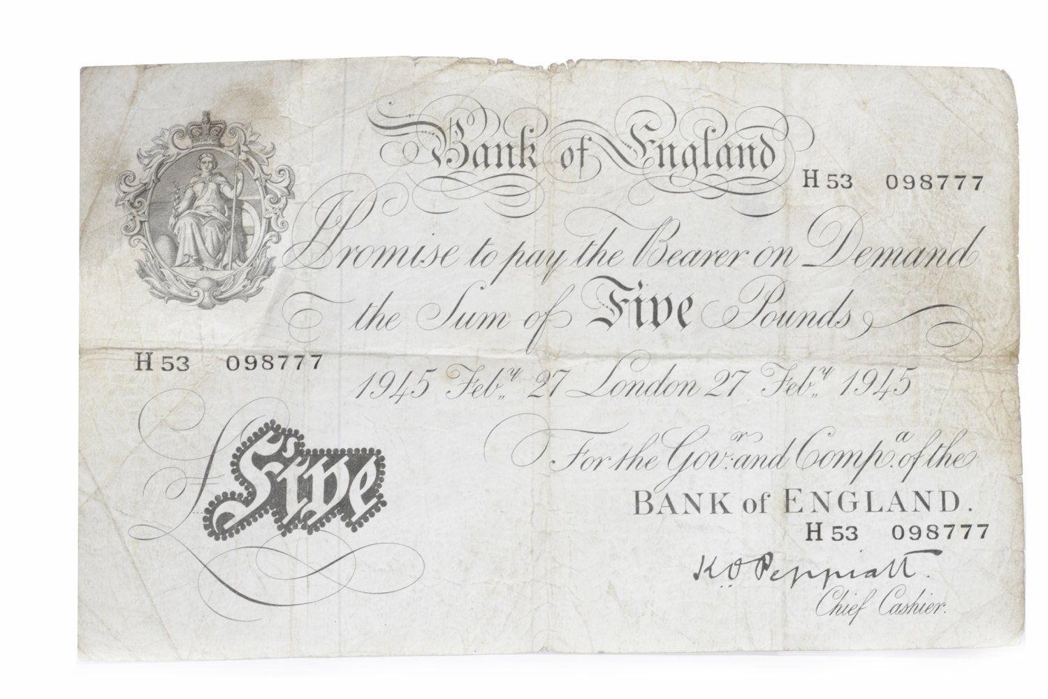 Lot 501 - BANK OF ENGLAND £5 FIVE POUNDS NOTE DATED