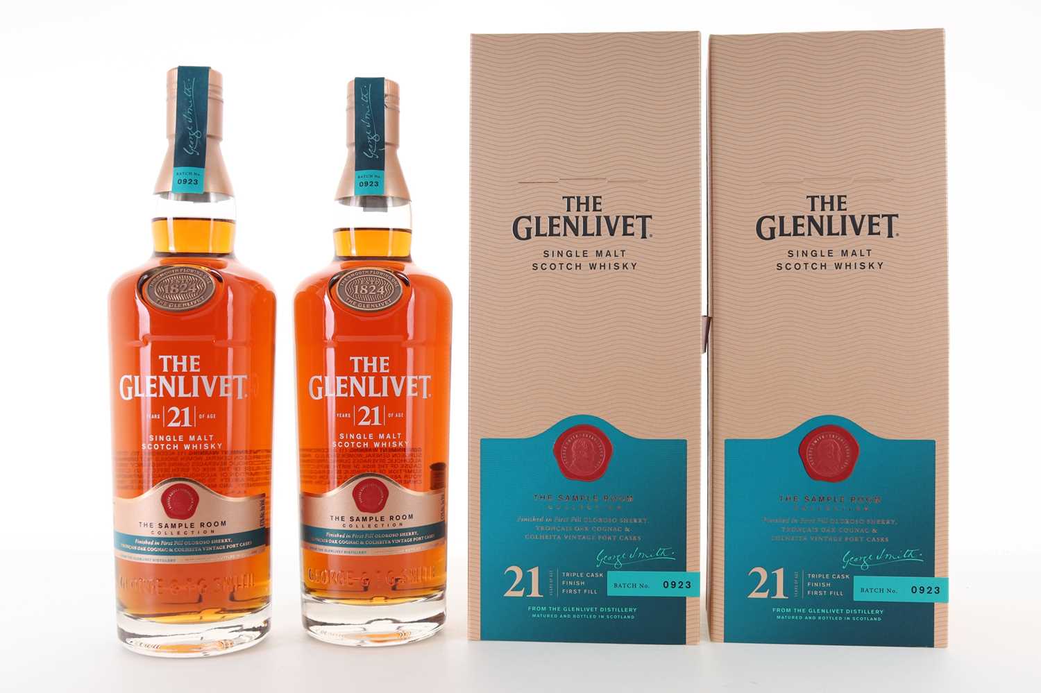 Lot 11 - TWO 75CL BOTTLES OF GLENLIVET 21 YEAR OLD SAMPLE ROOM COLLECTION