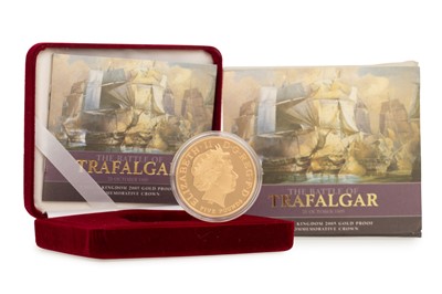 Lot 20 - ELIZABETH II BATTLE OF TRAFALGAR GOLD PROOF COMMEMORATIVE CROWN