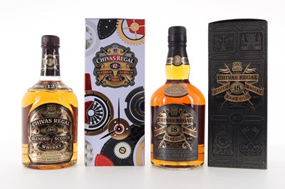 Lot 136 - CHIVAS REGAL 18 YEAR OLD 75CL AND 12 YEAR OLD BREMONT WATCH CO EDITION