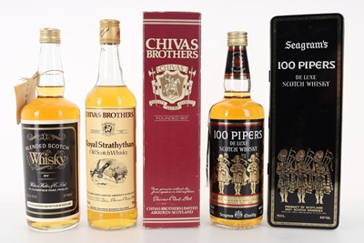 Lot 163 - CHIVAS BROTHERS ROYAL STRATHTAN, HUNDRED PIPERS 75CL AND WILLIAM WALKER 26 2/3 FL OZ