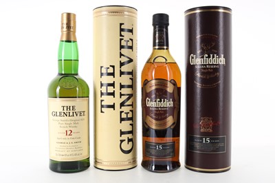 Lot 169 - GLENFIDDICH 15 YEAR OLD SOLERA RESERVE AND GLENLIVET 12 YEAR OLD