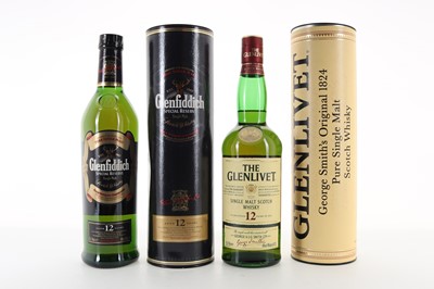 Lot 221 - GLENLIVET 12 YEAR OLD AND GLENFIDDICH 12 YEAR OLD