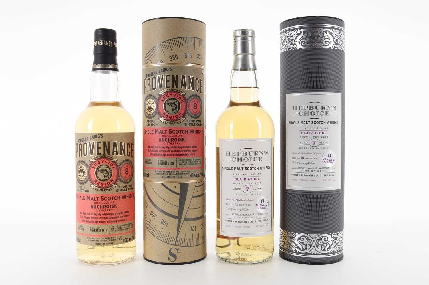 Lot 285 - AUCHROISK 2008 8 YEAR OLD PROVENANCE AND BLAIR ATHOL 2009 Y YEAR OLD HEPBURN'S CHOICE