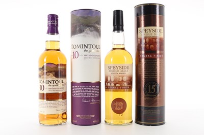 Lot 314 - TOMINTOUL 10 YEAR OLD AND SPEYSIDE 15 YEAR OLD COGNAC FINISH FOR SAINBURY'S