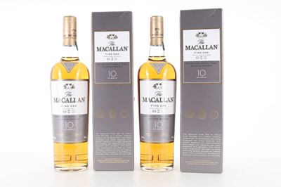Lot 370 - TWO BOTTLES OF MACALLAN 10 YEAR OLD FINE OAK