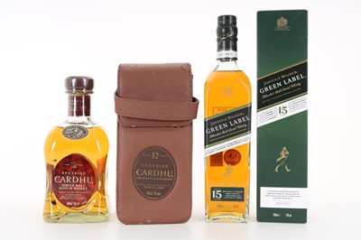 Lot 398 - CARDHU 12 YEAR OLD AND JOHNNIE WALKER 15 YEAR OLD GREEN LABEL